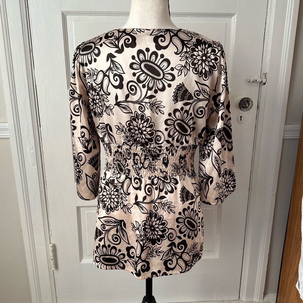 3/$20 💥 Metrocity Floral Print Women's Babydoll Top Satin Crochet Y2K Fairy Boho - Picture 3 of 15